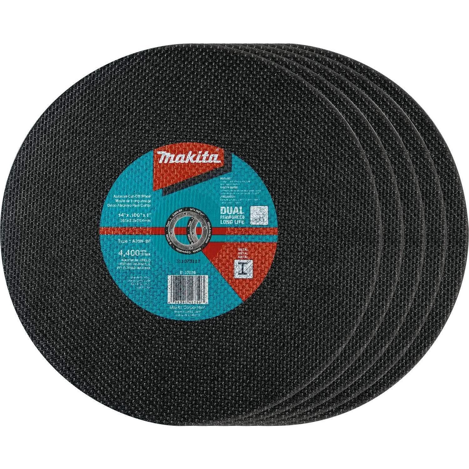 Makita B-57598-5 14" x 3/32" x 1" Abrasive Cut-Off Wheel, 5/pk