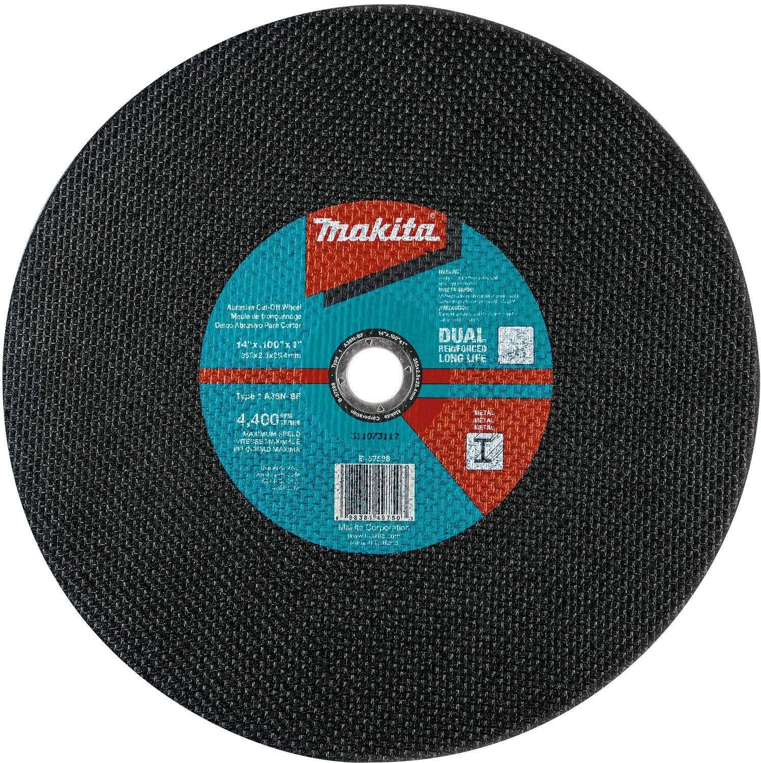 Makita B-57598-5 14" x 3/32" x 1" Abrasive Cut-Off Wheel, 5/pk