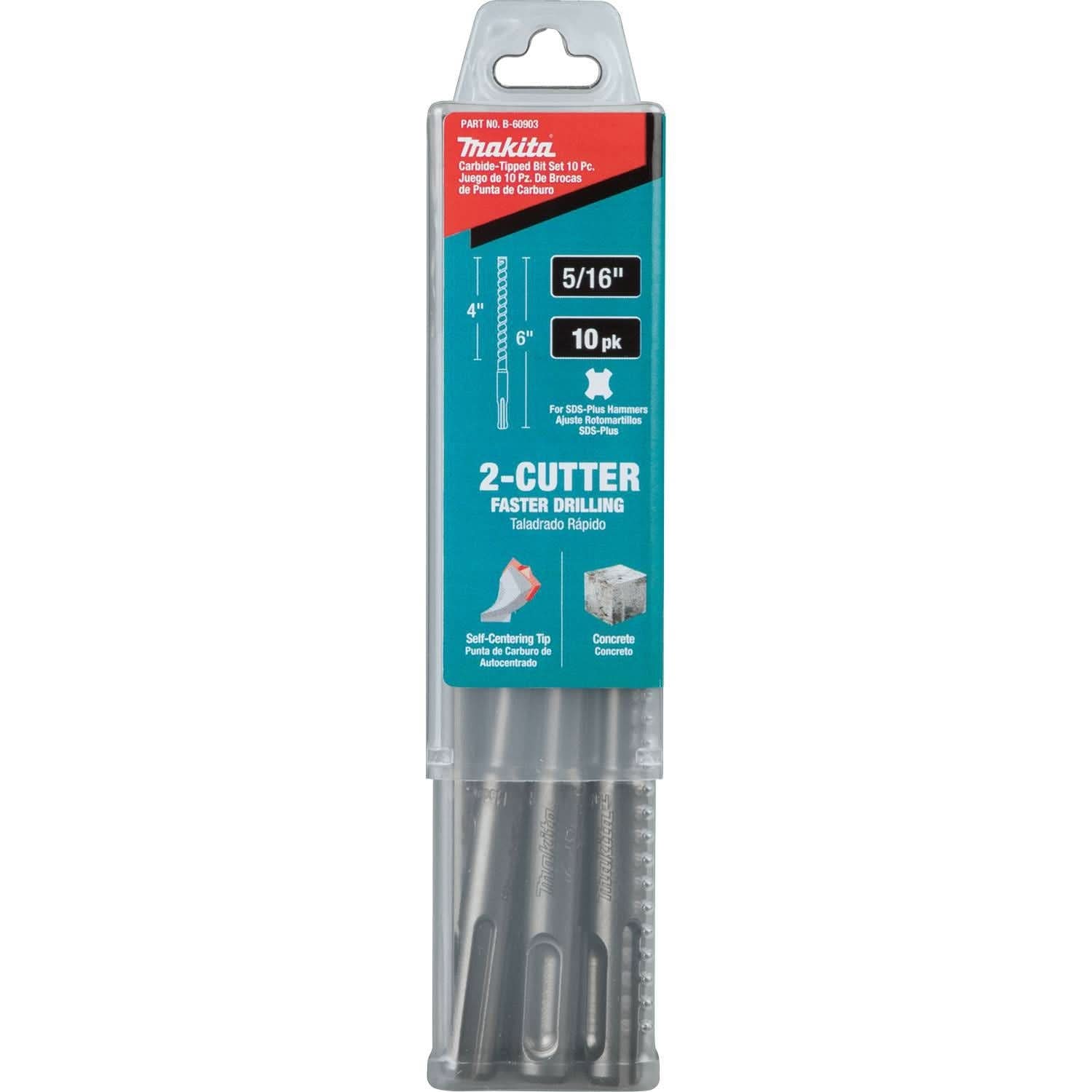 Makita B-60903 5/16" x 6" SDS-PLUS Bit, 2-Cutter, 10/pk