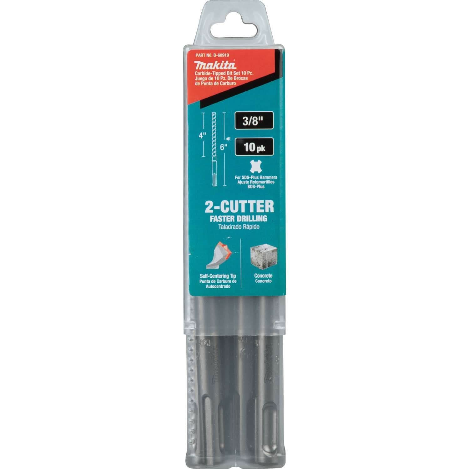 Makita B-60919 3/8" x 6" SDS-PLUS Bit, 2-Cutter, 10/pk