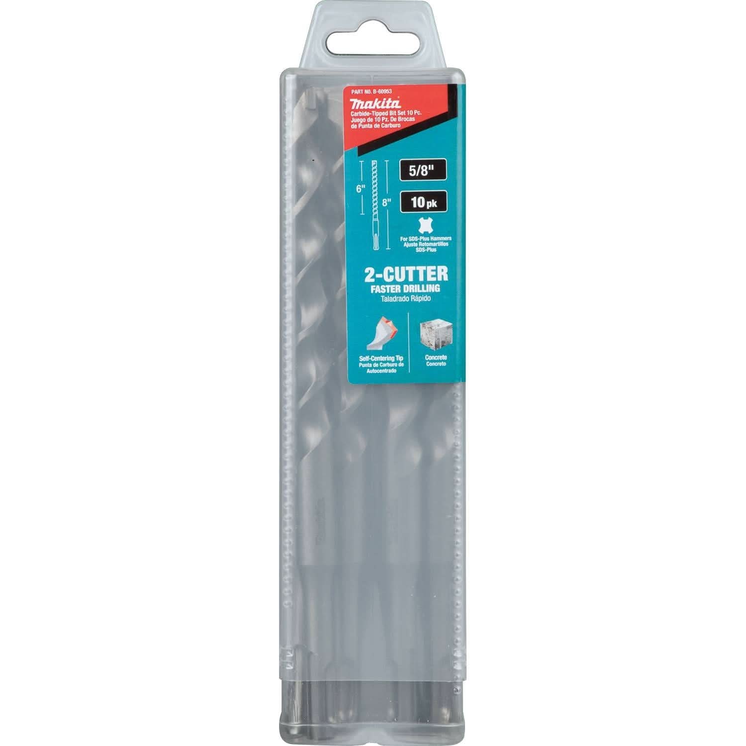 Makita B-60953 5/8" x 8" SDS-PLUS Bit, 2-Cutter, 10/pk