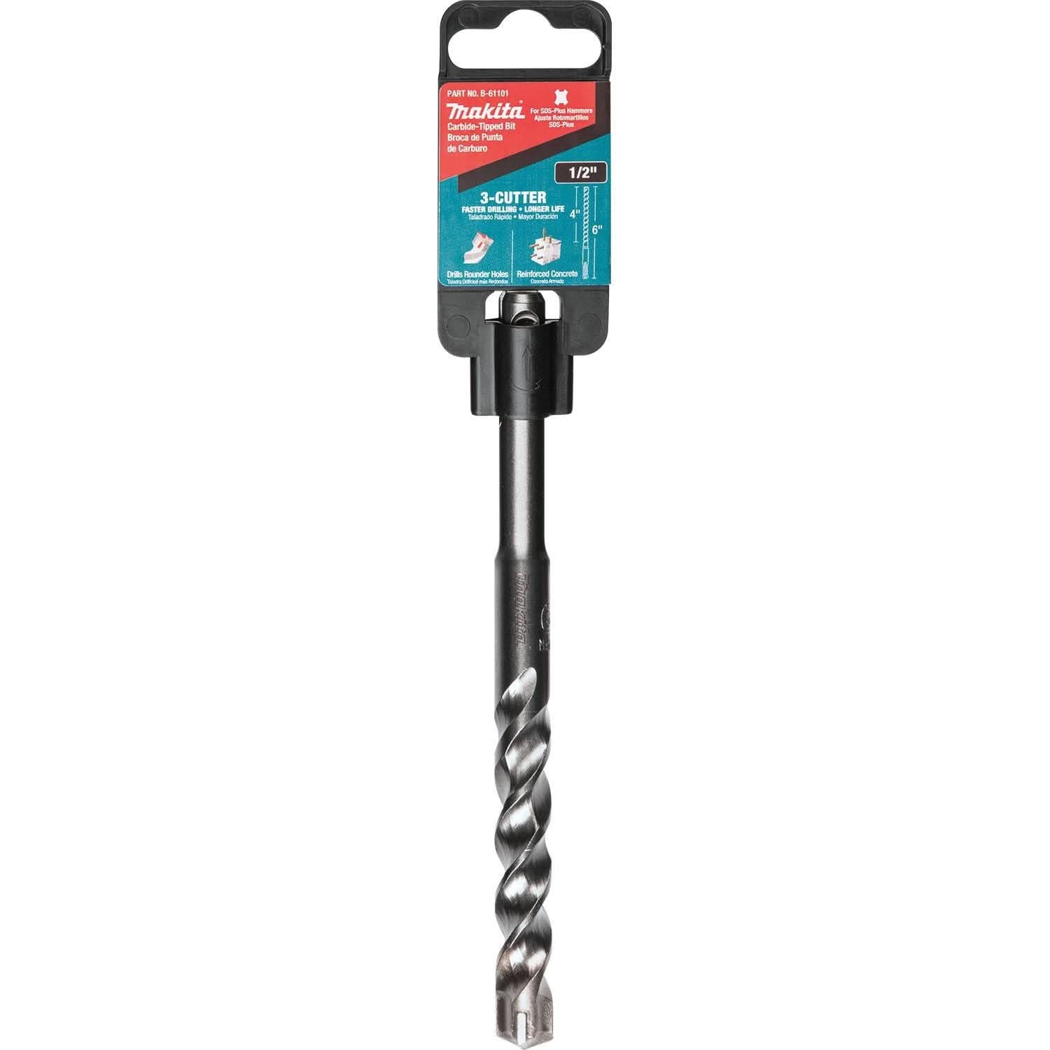 Makita B-61101 1/2" x 6" SDS-PLUS Bit, 3-Cutter