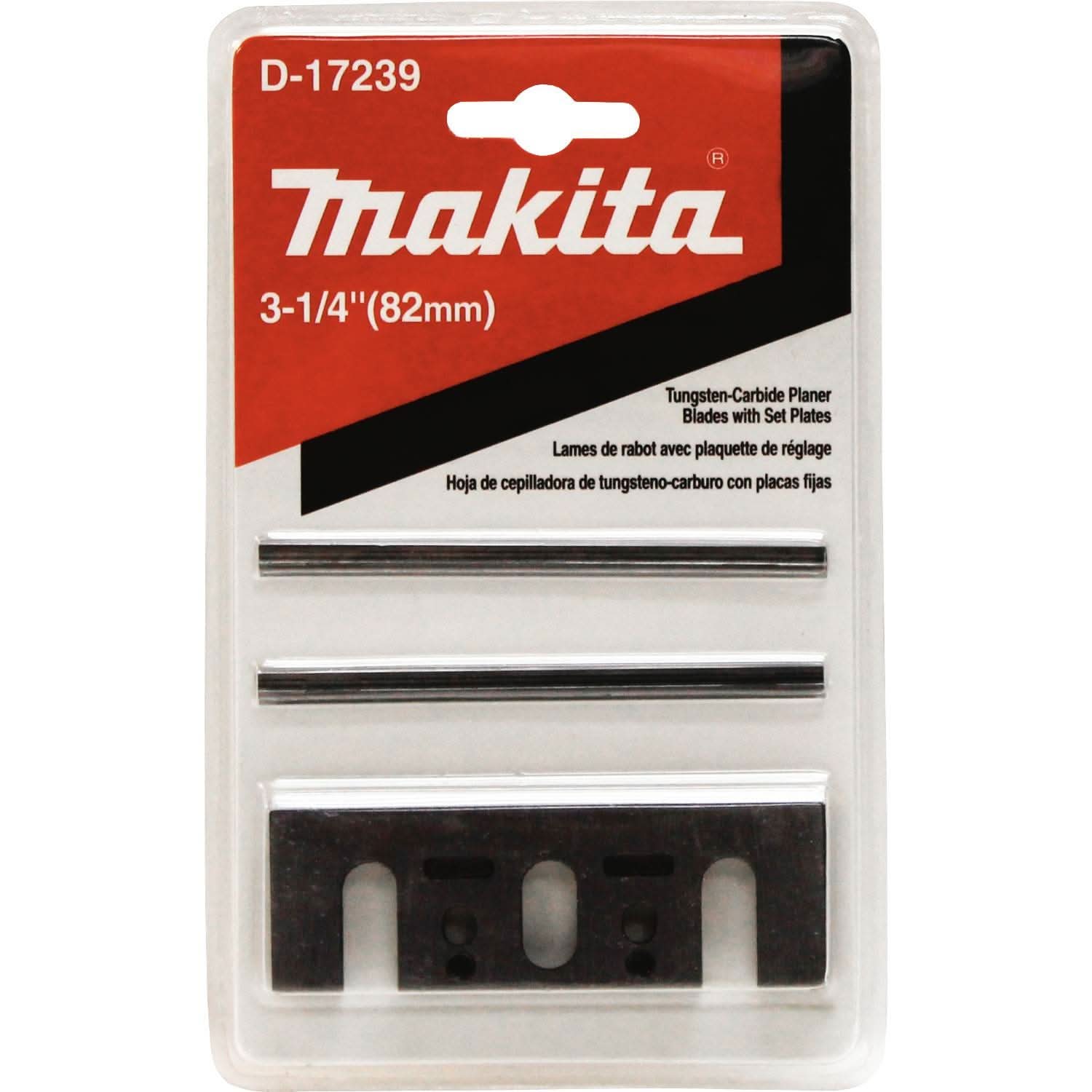Makita D-17239 3-1/4" Planer Blade Set with Set Plate, Double Edged Tungsten-Carbide