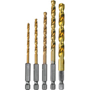 Makita D-35318 5 Pc. Titanium Coated Drill Bit Set, 1/4" Hex Shank