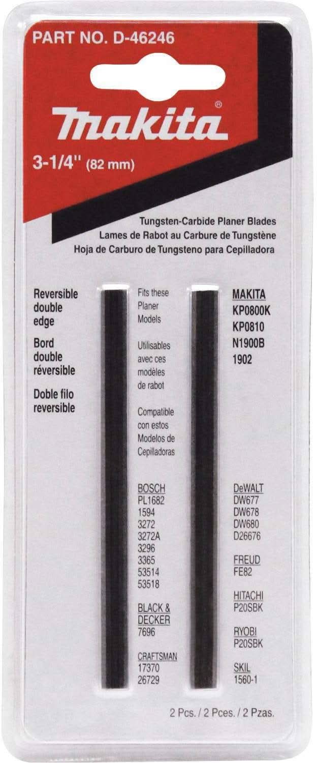 Makita D-46246 3-1/4" Planer Blade, Double Edged Tungsten-Carbide, 2/pk
