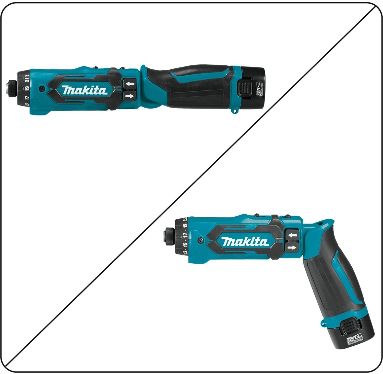 Makita DF012DSE 7.2V Lithium-Ion Cordless 1/4" Hex Driver-Drill Kit with Auto-Stop Clutch