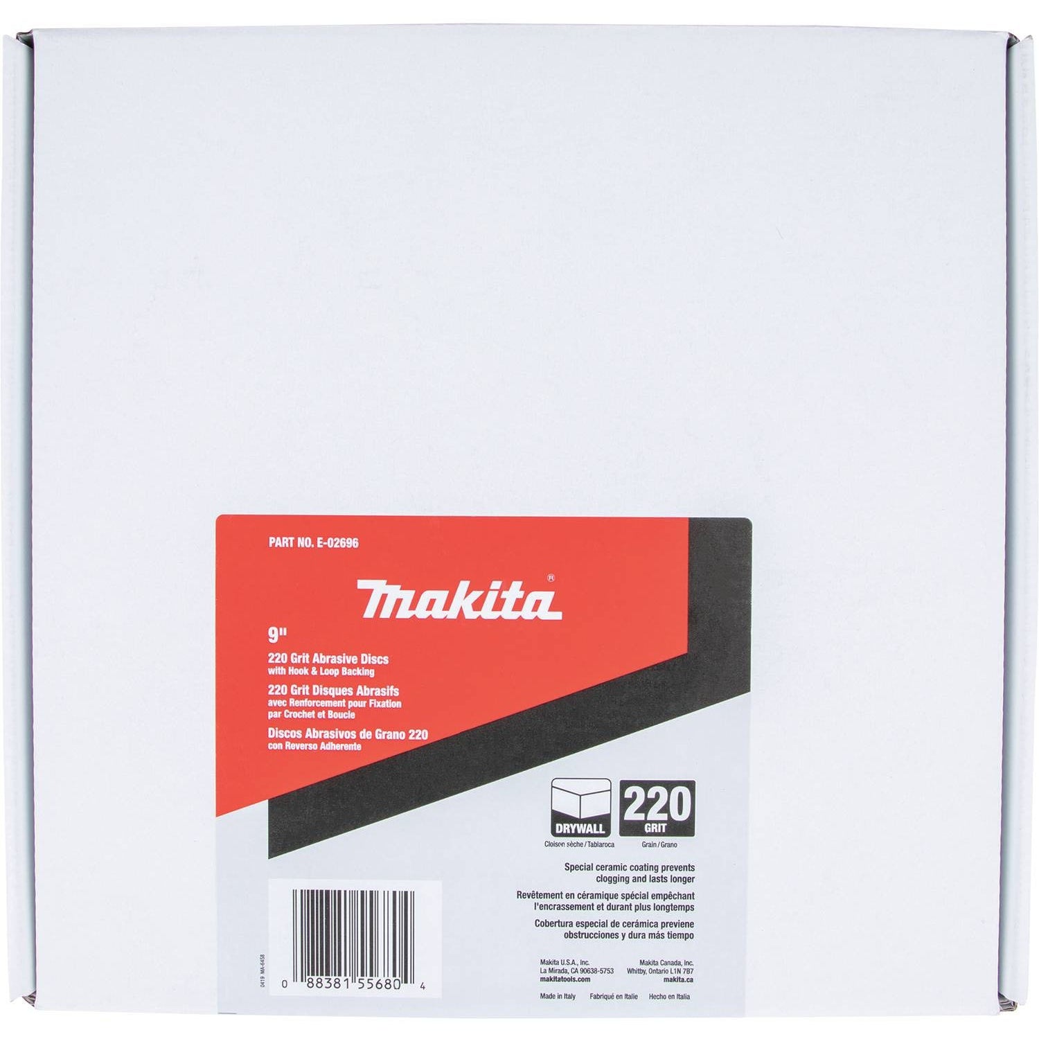 Makita E-02696 9" Drywall Sanding Disc, Hook & Loop, 220 Grit, 25/pk