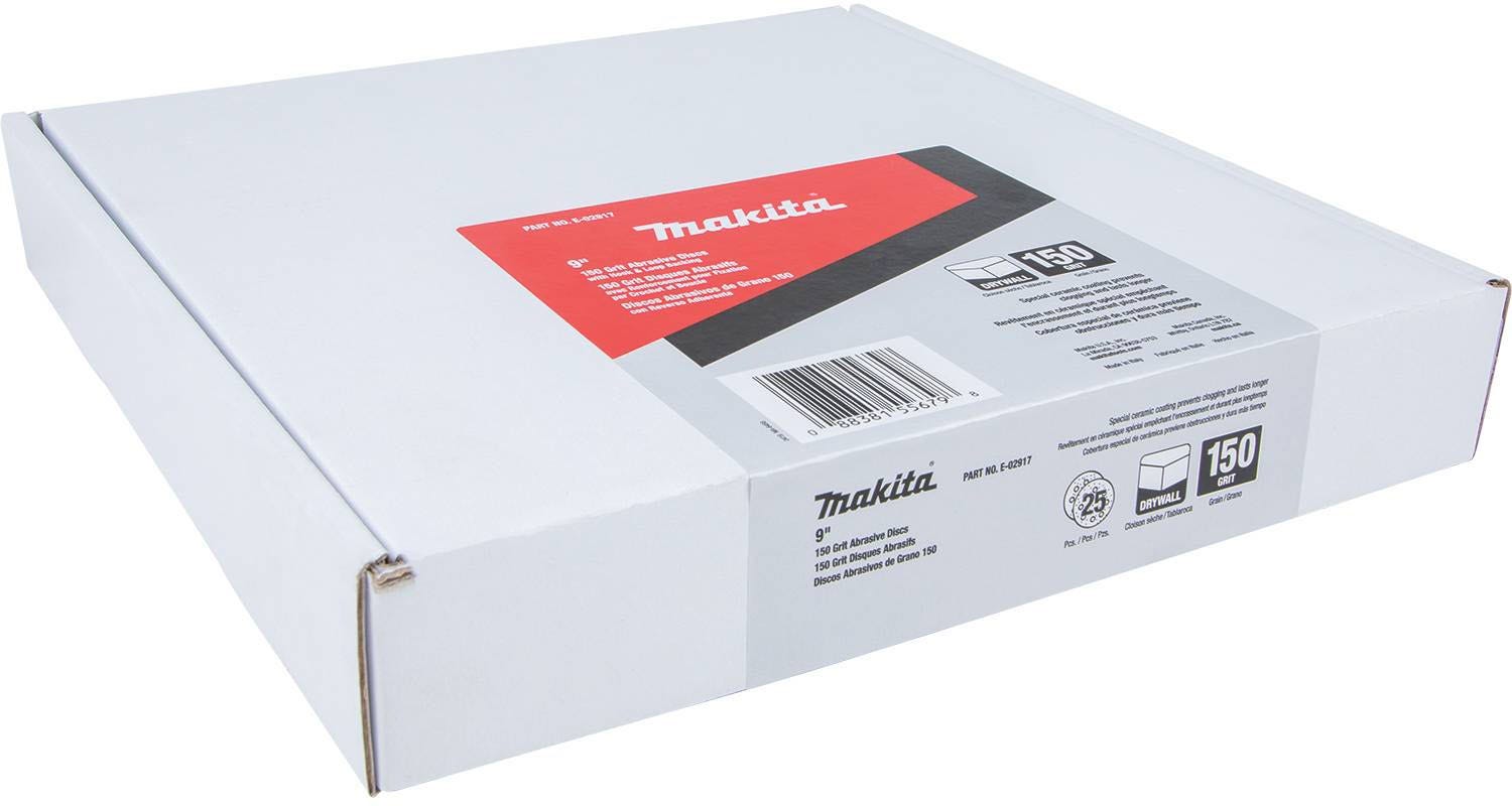 Makita E-02917 9" Drywall Sanding Disc, Hook & Loop, 150 Grit, 25/pk
