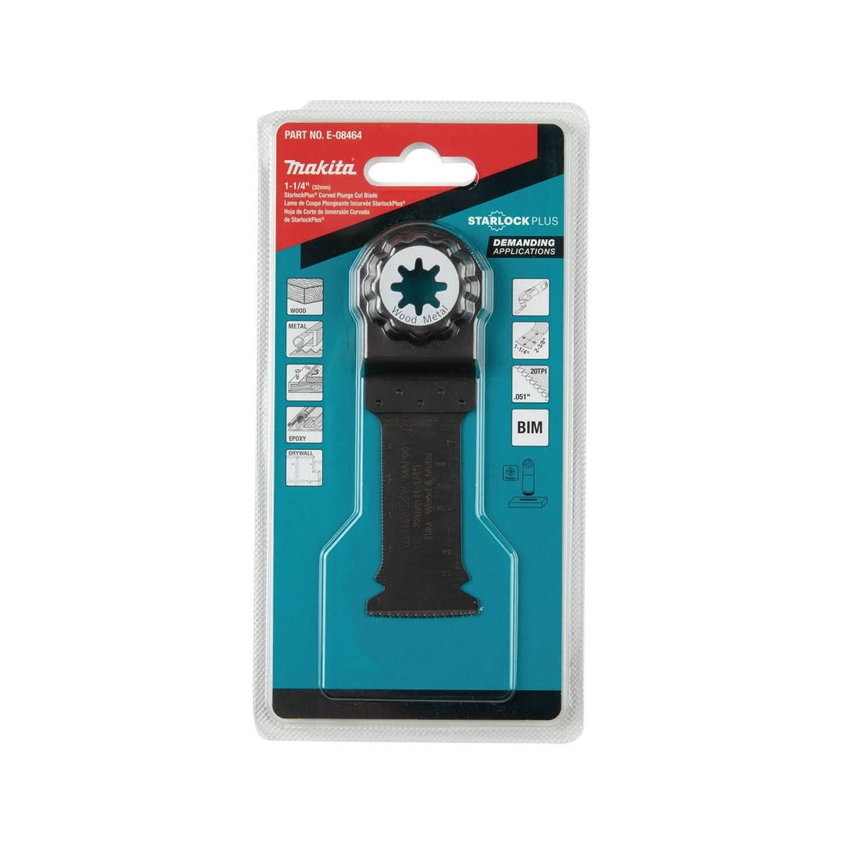 Makita E-08464 StarlockPlus Oscillating Multi-Tool 1-1/4" Bi-Metal Curved Plunge Cut Blade