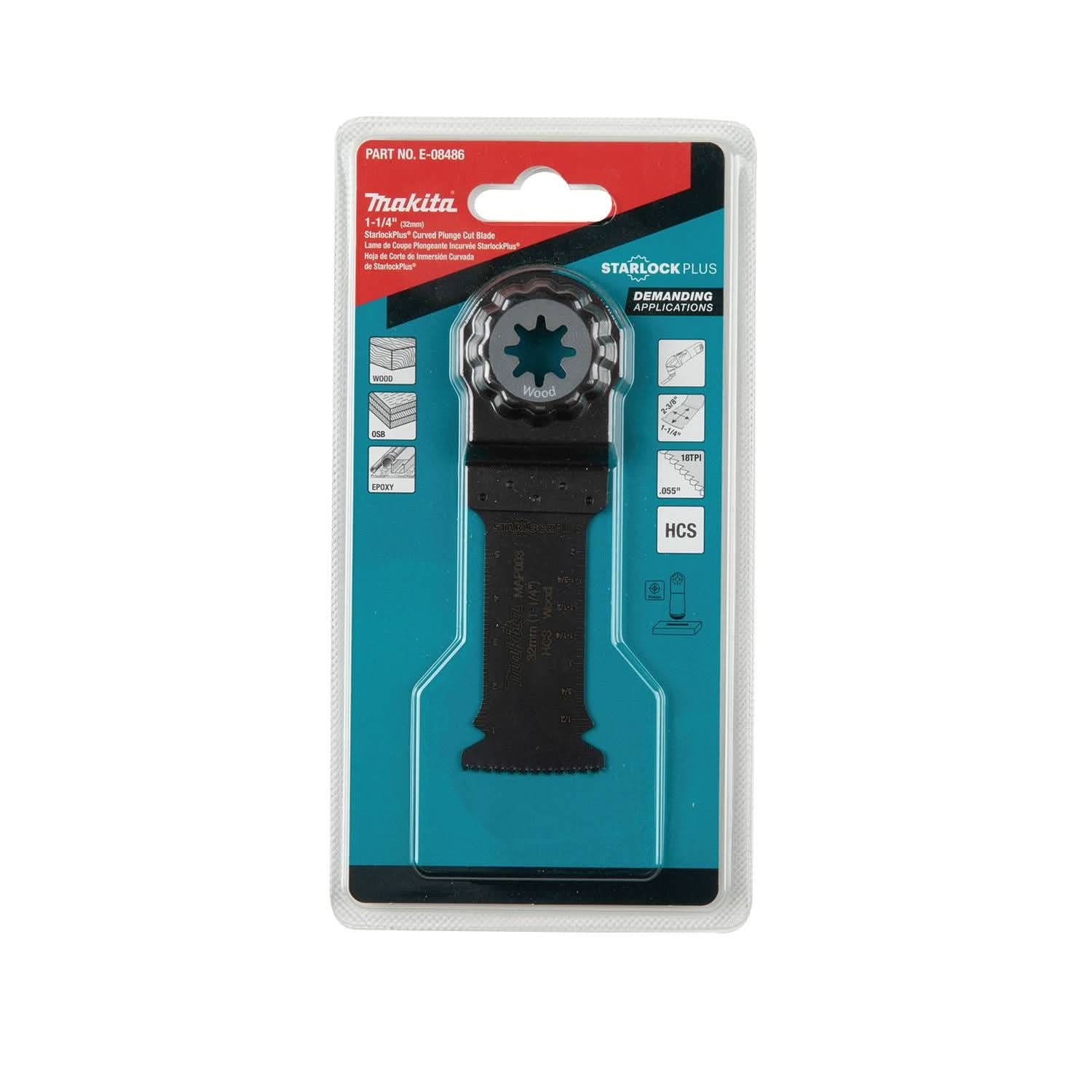 Makita E-08486 StarlockPlus Oscillating Multi-Tool 1-1/4" High Carbon Steel Curved Plunge Cut Blade