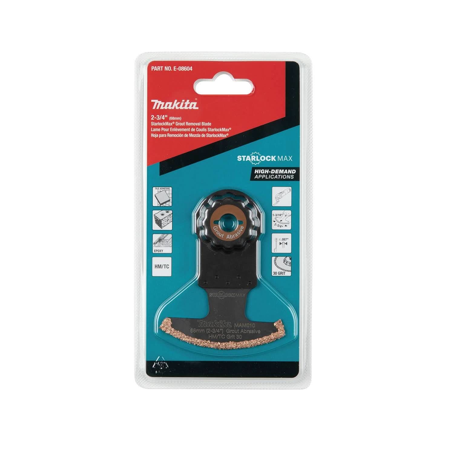 Makita E-08604 StarlockMax Oscillating Multi-Tool 2-3/4" Hard Metal with Tungsten Carbide 30 Grit Grout and Abrasive Segmented Saw Blade