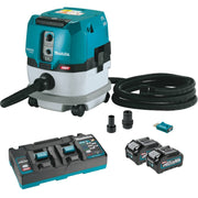 Makita GCV02PMU 40V max XGT Brushless Cordless 2.1 Gallon HEPA Filter Dry Dust Extractor Kit, AWS (4.0Ah)