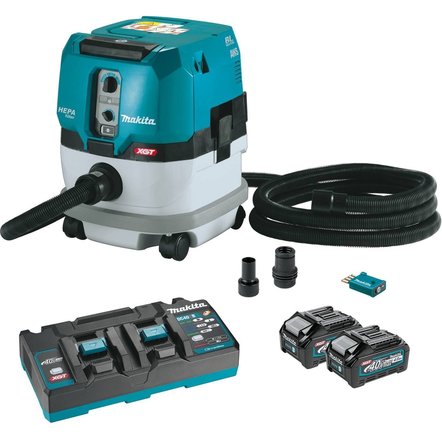 Makita GCV02PMU 40V max XGT Brushless Cordless 2.1 Gallon HEPA Filter Dry Dust Extractor Kit, AWS (4.0Ah)