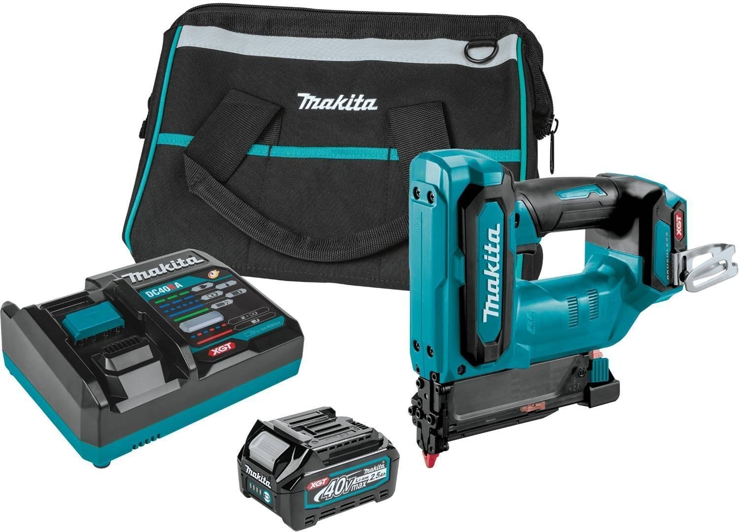 Makita 40V max XGT Brushless Pin Nailer Kit 23 Ga. (2.5Ah) w/ 40V max XGT 13" Fan