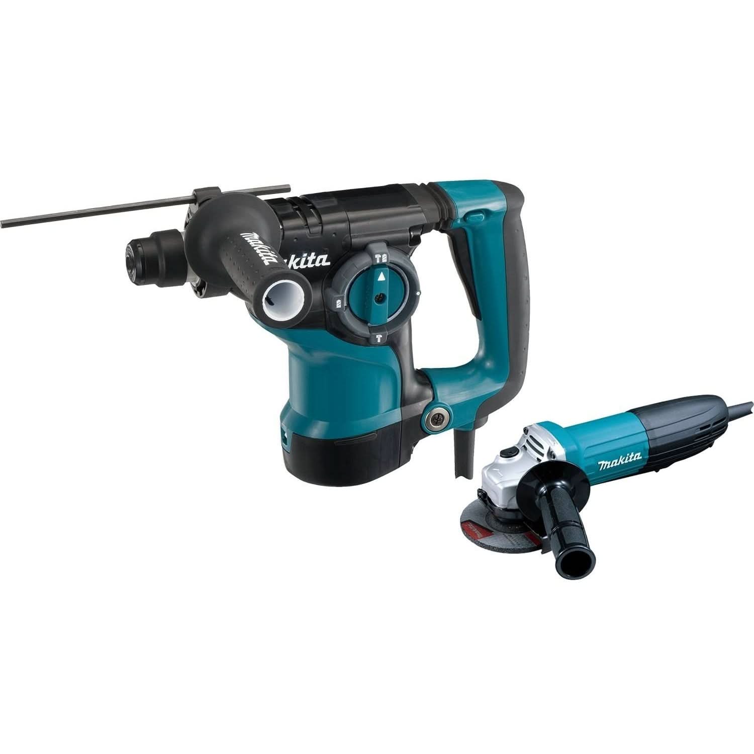 Makita HR2811FX 1-1/8'' SDS-PLUS Rotary Hammer and 4-1/2" Angle Grinder