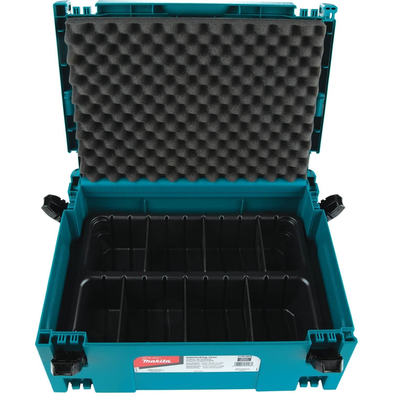Makita 4-3/8 in. x 15-1/2 in. x 11-5/8 in. Small Interlocking Case with MAKPAC 2 Row Insert Tray and 6 Dividers