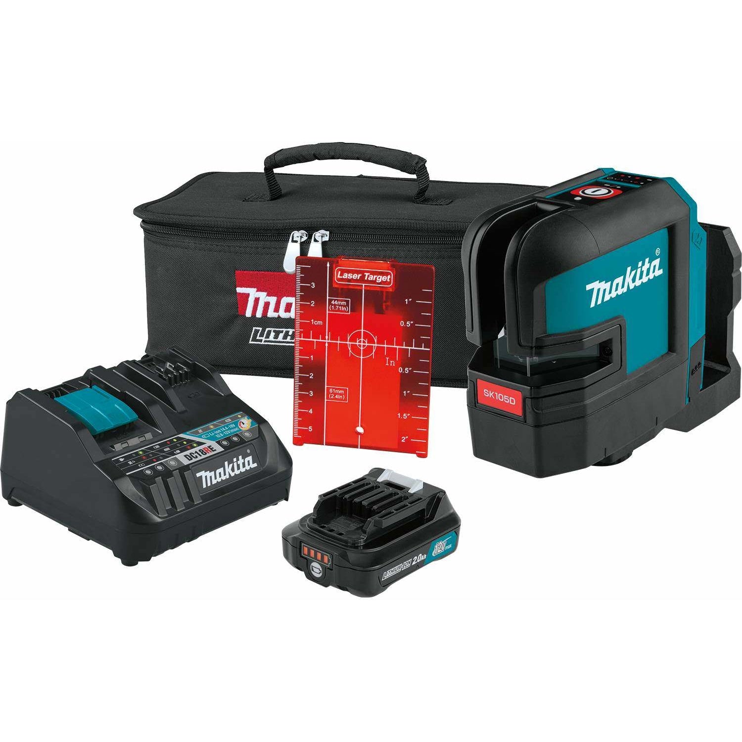 Makita SK105DNAX 12V max CXT Lithium-Ion Cordless Self-Leveling Cross-Line Red Beam Laser Kit (2.0Ah)