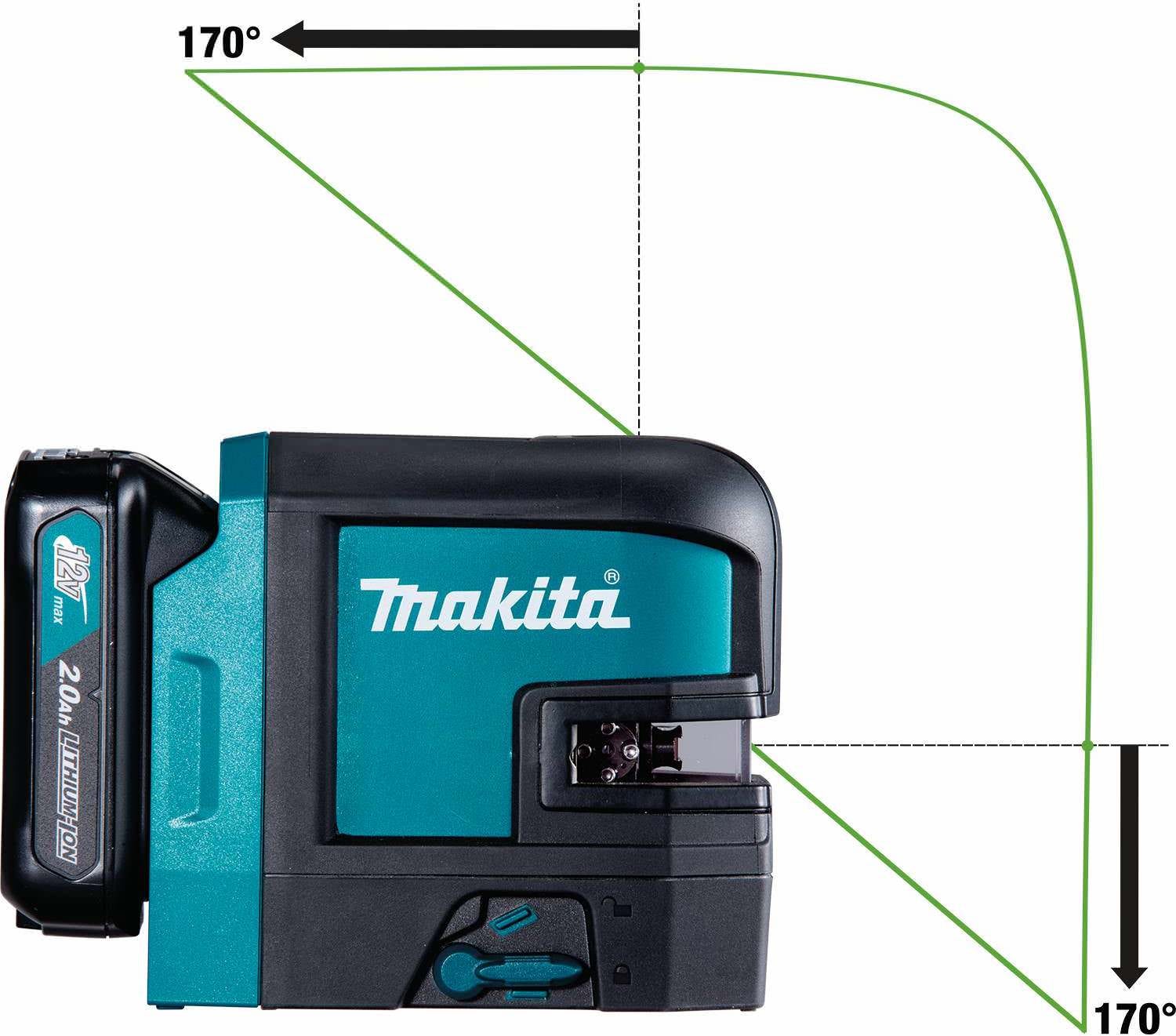 Makita SK106GDNAX 12V max CXT Lithium-Ion Cordless Self-Leveling Cross-Line/4-Point Green Beam Laser Kit (2.0Ah)
