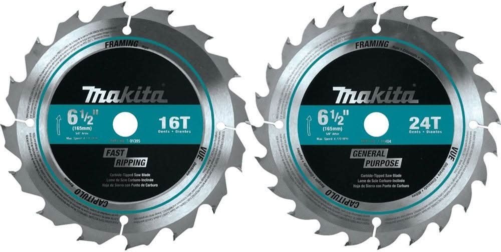 Makita 18V LX-Tooth Cordless 6-1/2" Circular Saw with 2-Piece Carbide-Tipped Circular Saw Blade (Bare Tool)