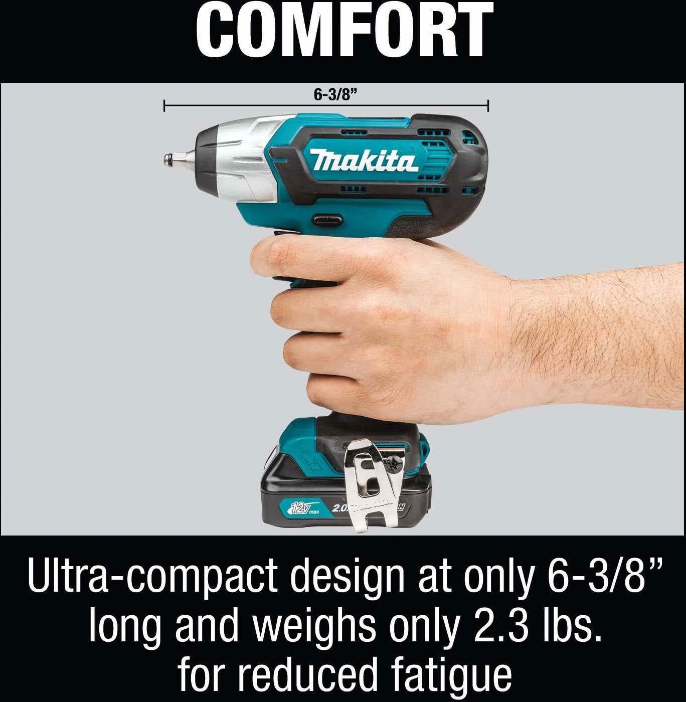Makita WT04R1 12V max CXT Lithium-Ion Cordless 1/4" Impact Wrench Kit (2.0Ah)