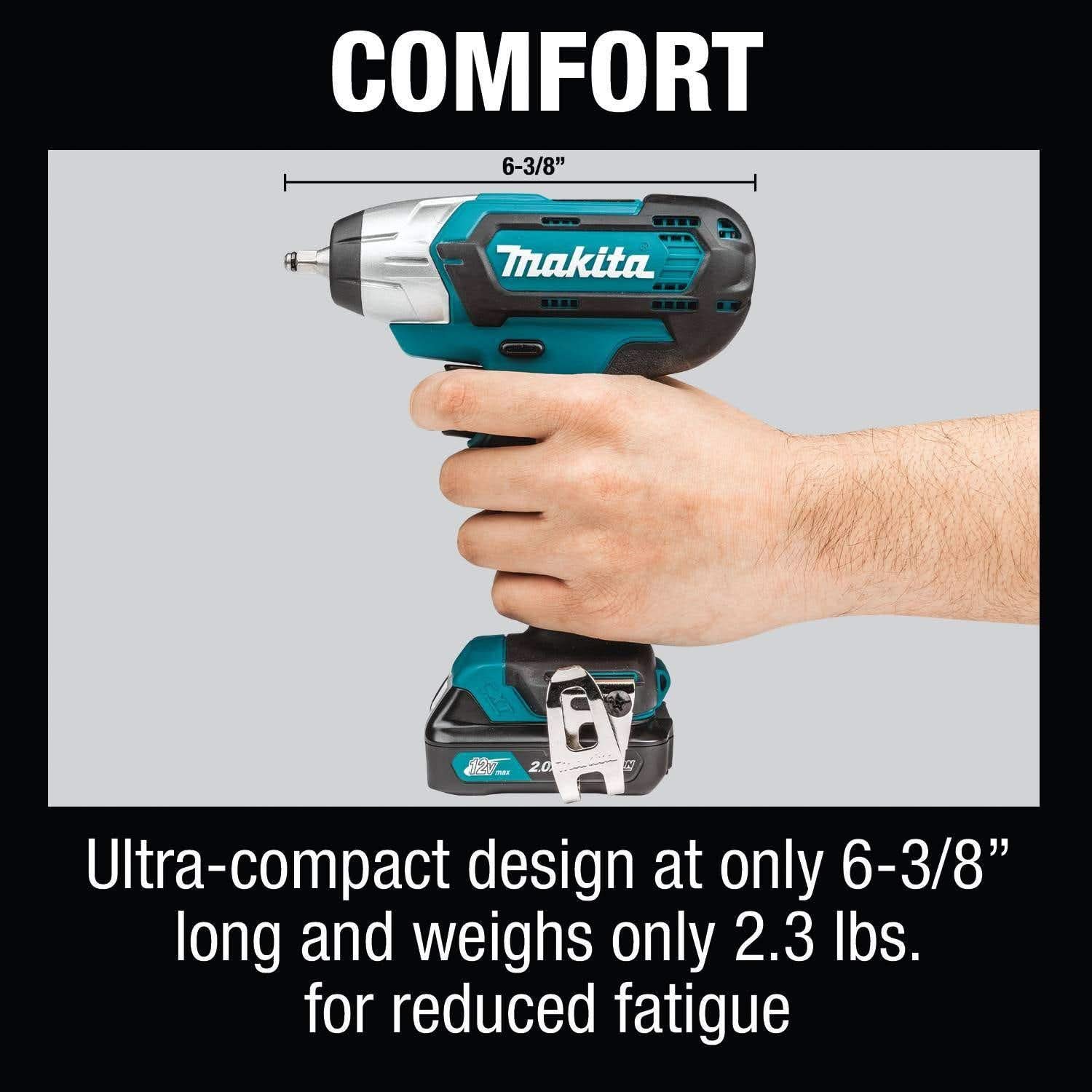 Makita WT04R1 12V max CXT Lithium-Ion Cordless 1/4" Impact Wrench Kit (2.0Ah)