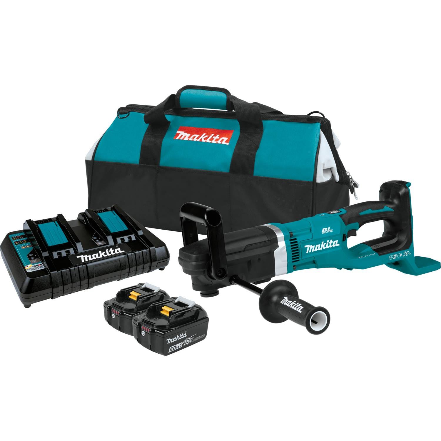 Makita XAD04PT 36V (18V X2) LXT Brushless 7/16" Hex Right Angle Drill Kit (5.0Ah)