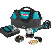 Makita XAG11T 18V LXT Lithium-Ion Brushless Cordless 4-1/2" / 5" Paddle Switch Cut-Off/Angle Grinder Kit, with Electric Brake (5.0Ah)