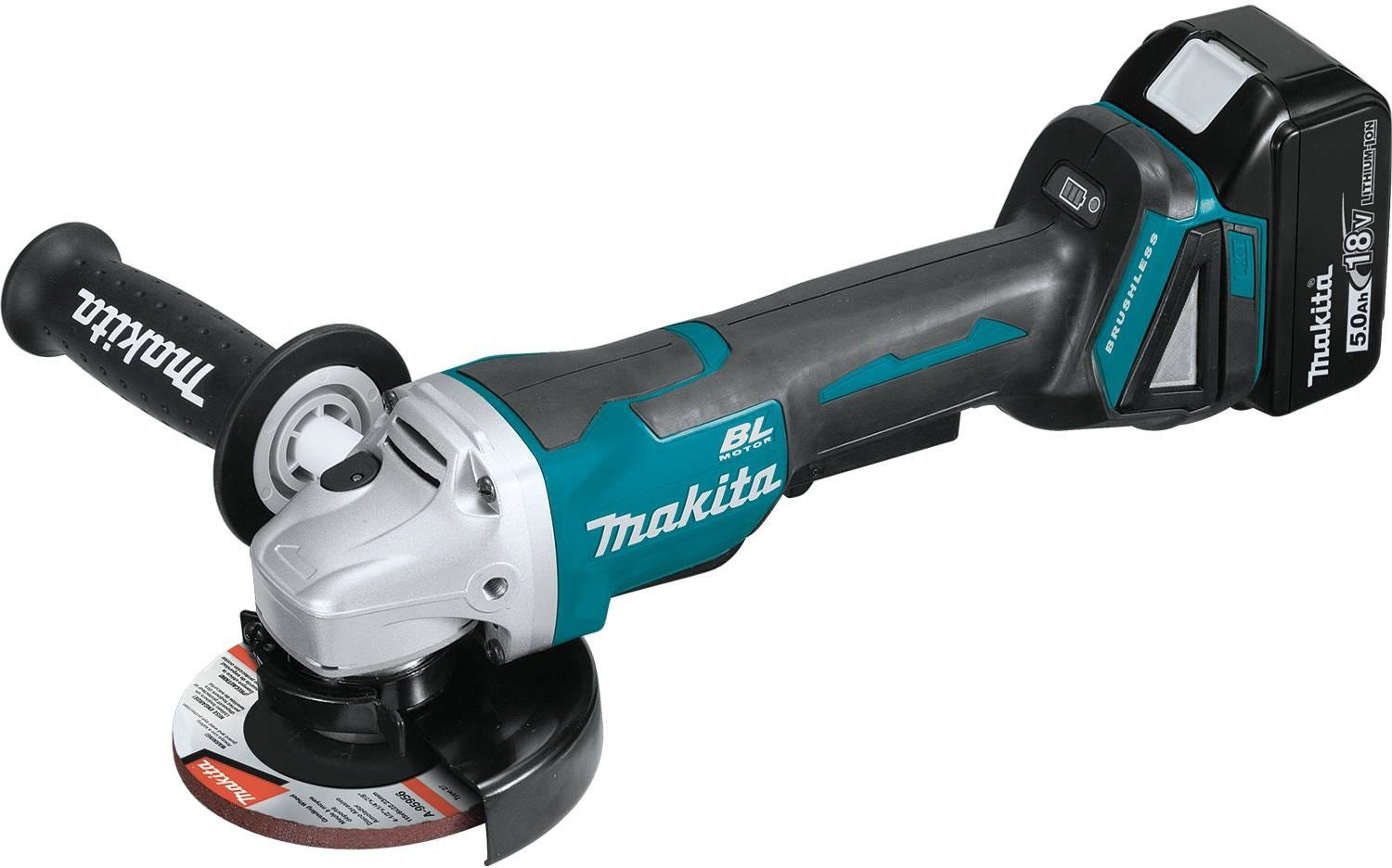 Makita XAG11T 18V LXT Lithium-Ion Brushless Cordless 4-1/2" / 5" Paddle Switch Cut-Off/Angle Grinder Kit, with Electric Brake (5.0Ah)