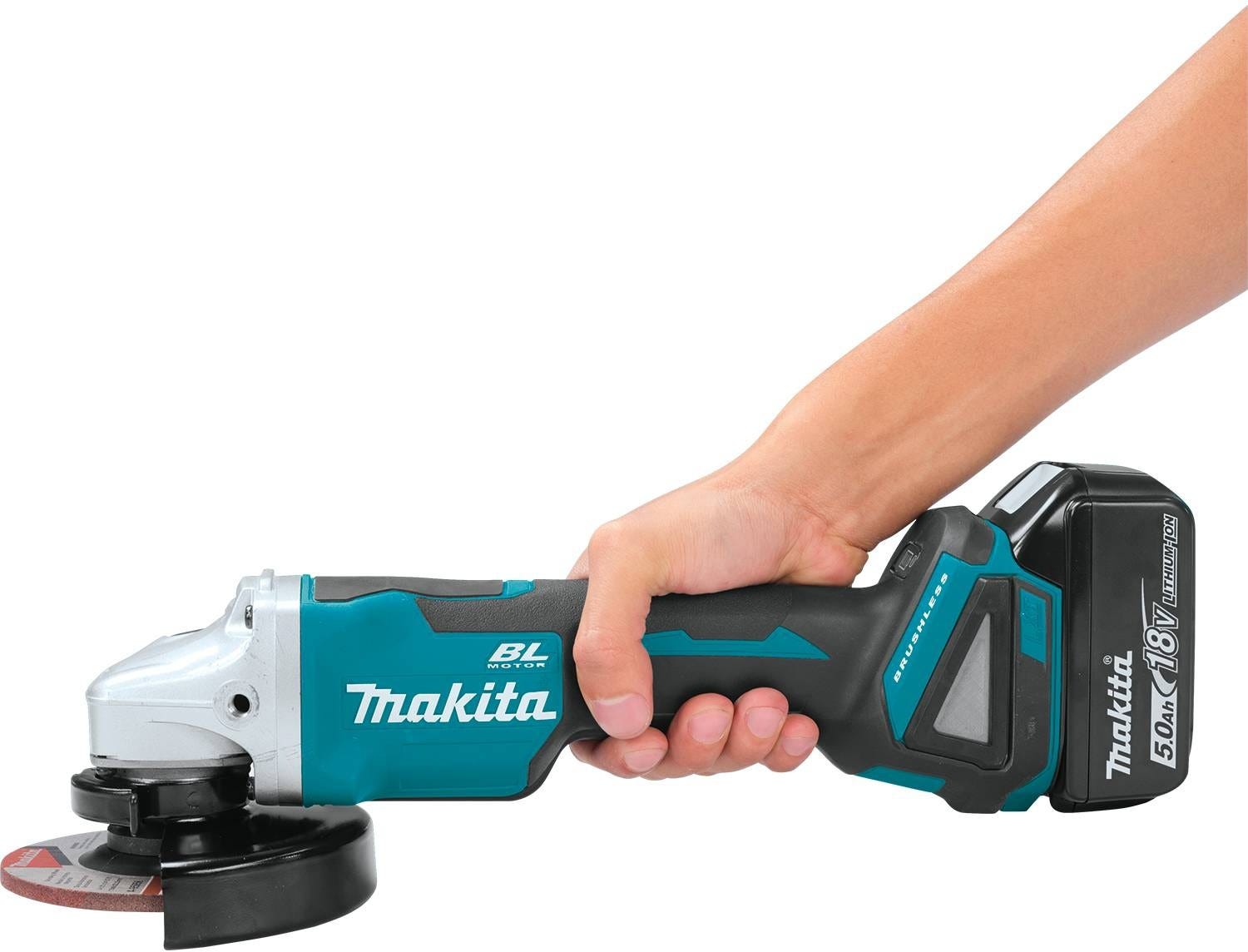 Makita XAG11T 18V LXT Lithium-Ion Brushless Cordless 4-1/2" / 5" Paddle Switch Cut-Off/Angle Grinder Kit, with Electric Brake (5.0Ah)