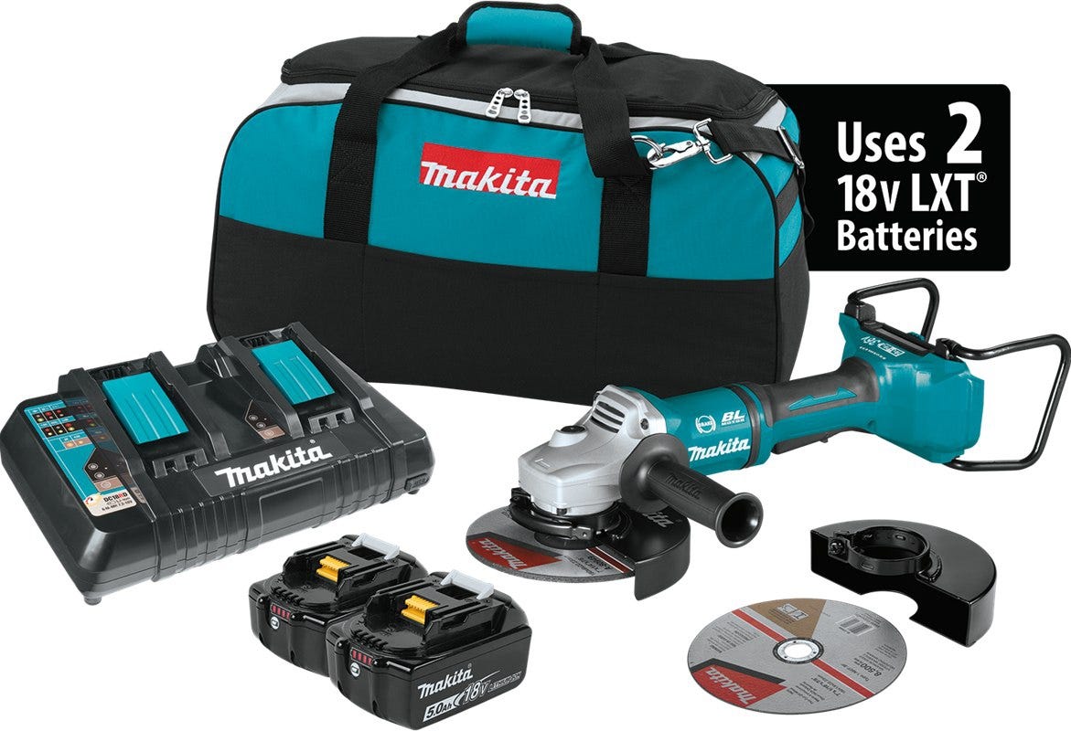 Makita XAG12PT1 36V (18V X2) LXT Brushless 7" Paddle Switch Cut-Off/Angle Grinder Kit, with Electric Brake (5.0Ah)