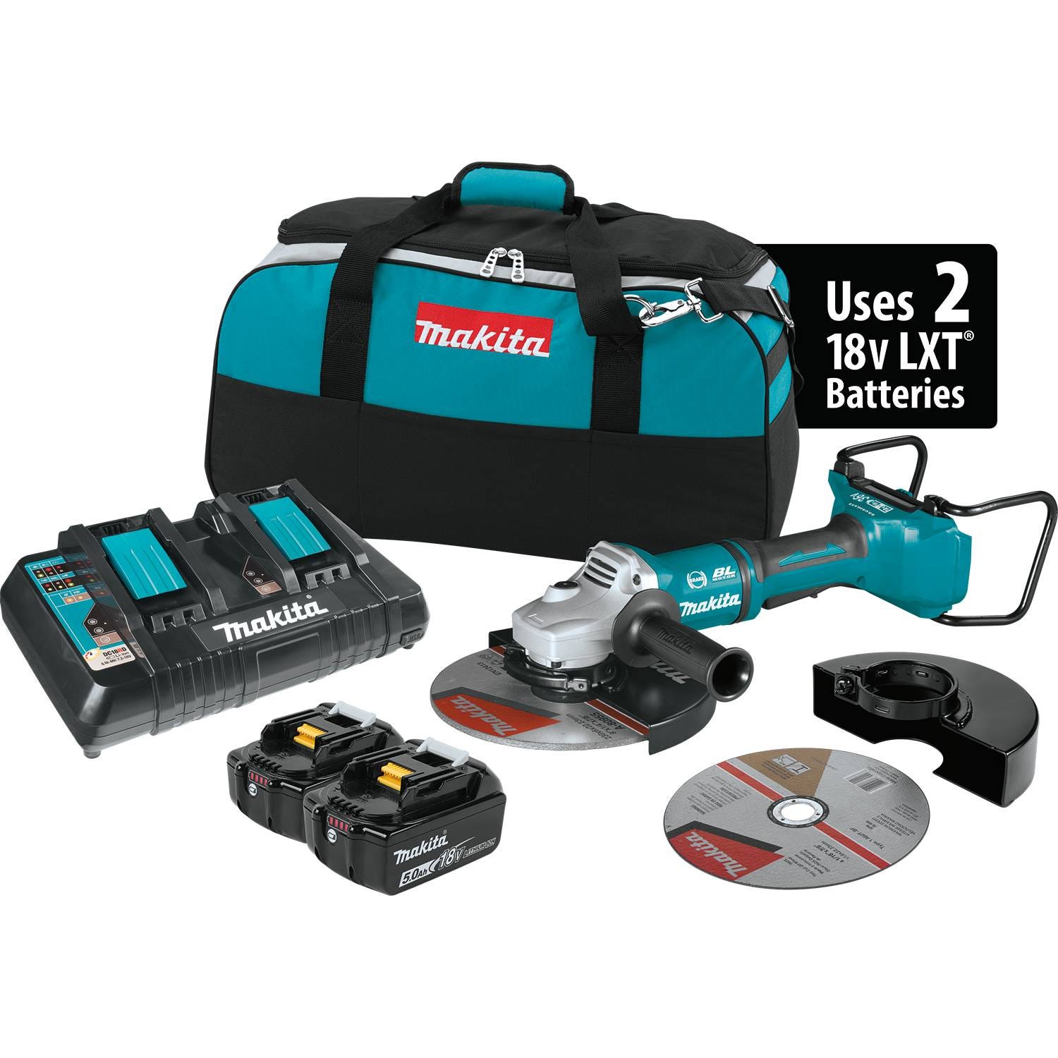 Makita XAG13PT1 18V X2 LXT (36V) Brushless Cordless 9-Inch Paddle Switch Cut-Off/Angle Grinder 5.0Ah Kit