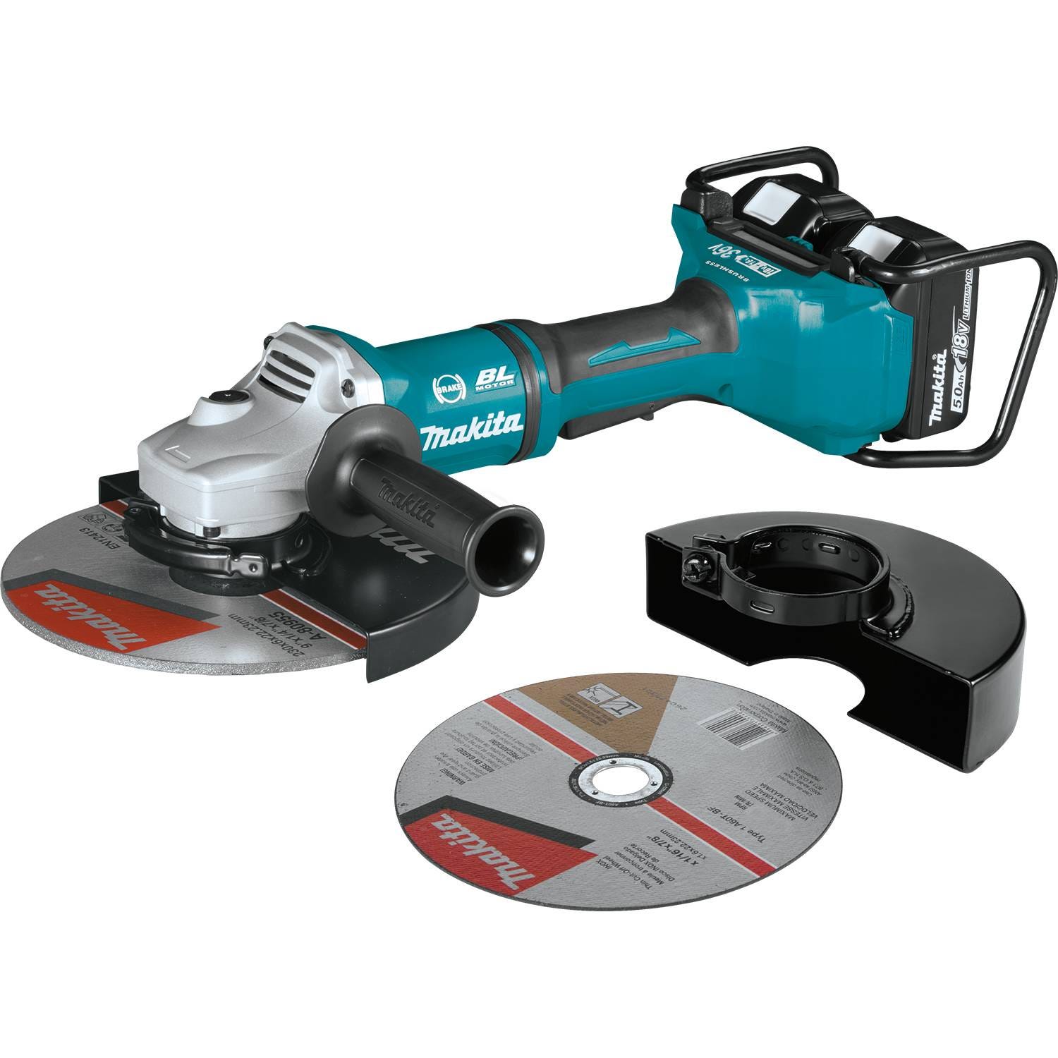 Makita XAG13PT1 18V X2 LXT (36V) Brushless Cordless 9-Inch Paddle Switch Cut-Off/Angle Grinder 5.0Ah Kit