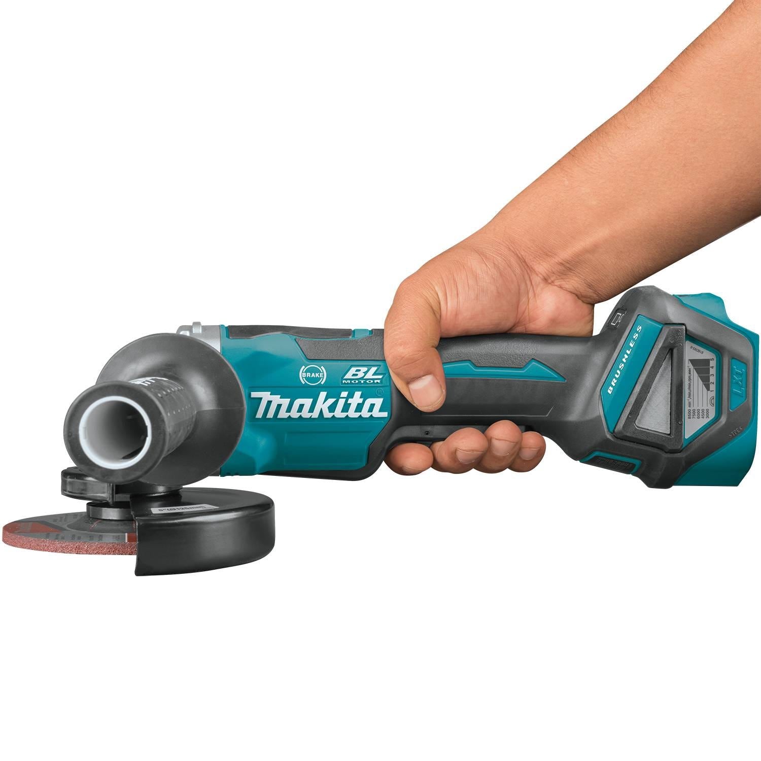 Makita XAG20Z 18V LXT Lithium-Ion Brushless Cordless 4-1/2" / 5" Paddle Switch Cut-Off/Angle Grinder, with Electric Brake, Tool Only