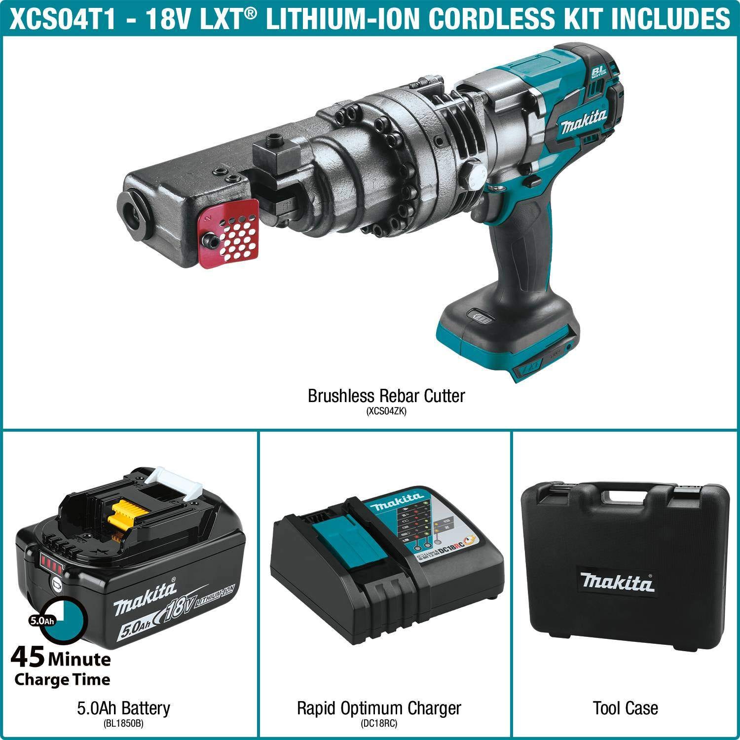 Makita XCS04T1 18V LXT Lithium-Ion Brushless Cordless Rebar Cutter Kit (5.0Ah)