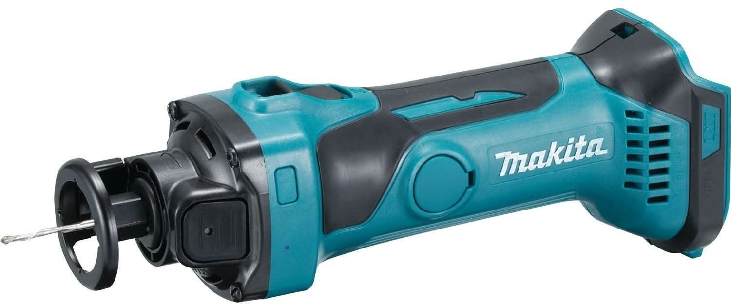 Makita 18V LXT Cordless Cut-Out Tool (Bare Tool) plus 1/8 in. Spiral Cut-Out Bit, Drywall Guide Tip (10-Pack)