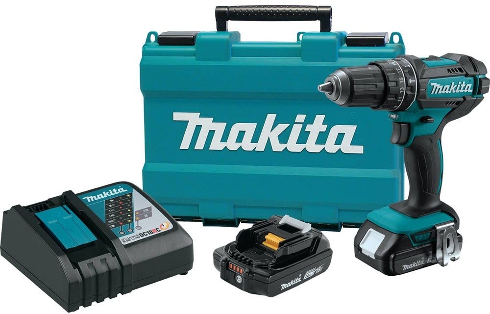 Makita XPH10R 18V LXT Lithium-Ion Compact Cordless 1/2" Hammer Driver-Drill Kit (2.0Ah)
