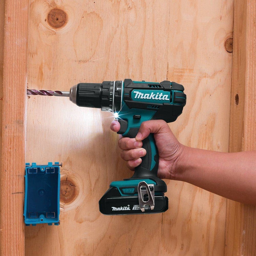 Makita XPH10R 18V LXT Lithium-Ion Compact Cordless 1/2" Hammer Driver-Drill Kit (2.0Ah)