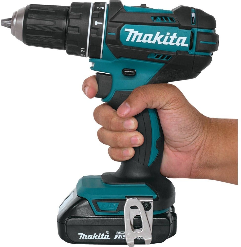 Makita XPH10R 18V LXT Lithium-Ion Compact Cordless 1/2" Hammer Driver-Drill Kit (2.0Ah)