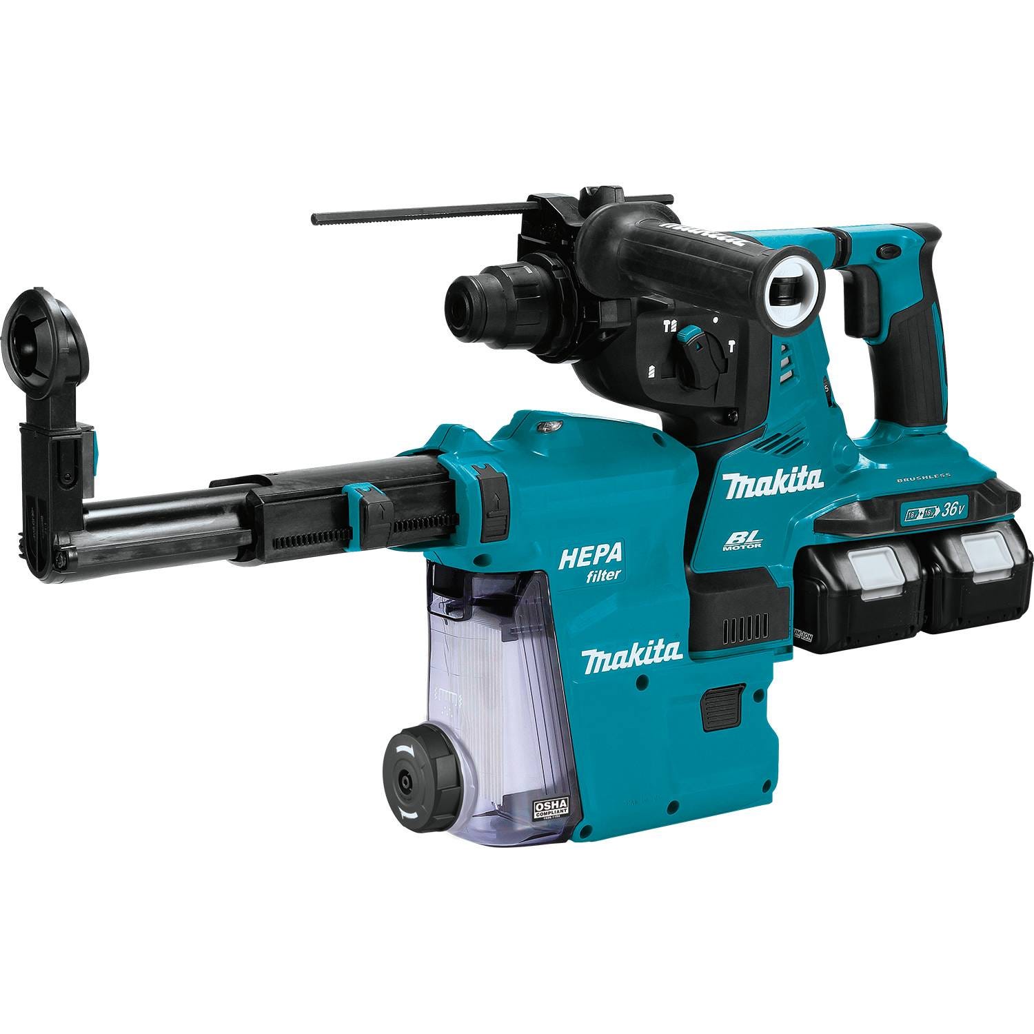 Makita XRH08PTW 18V X2 LXT (36V) Brushless 1-1/8" AVT SDS-PLUS Rotary Hammer 5.0Ah Kit w/ HEPA Dust Extractor