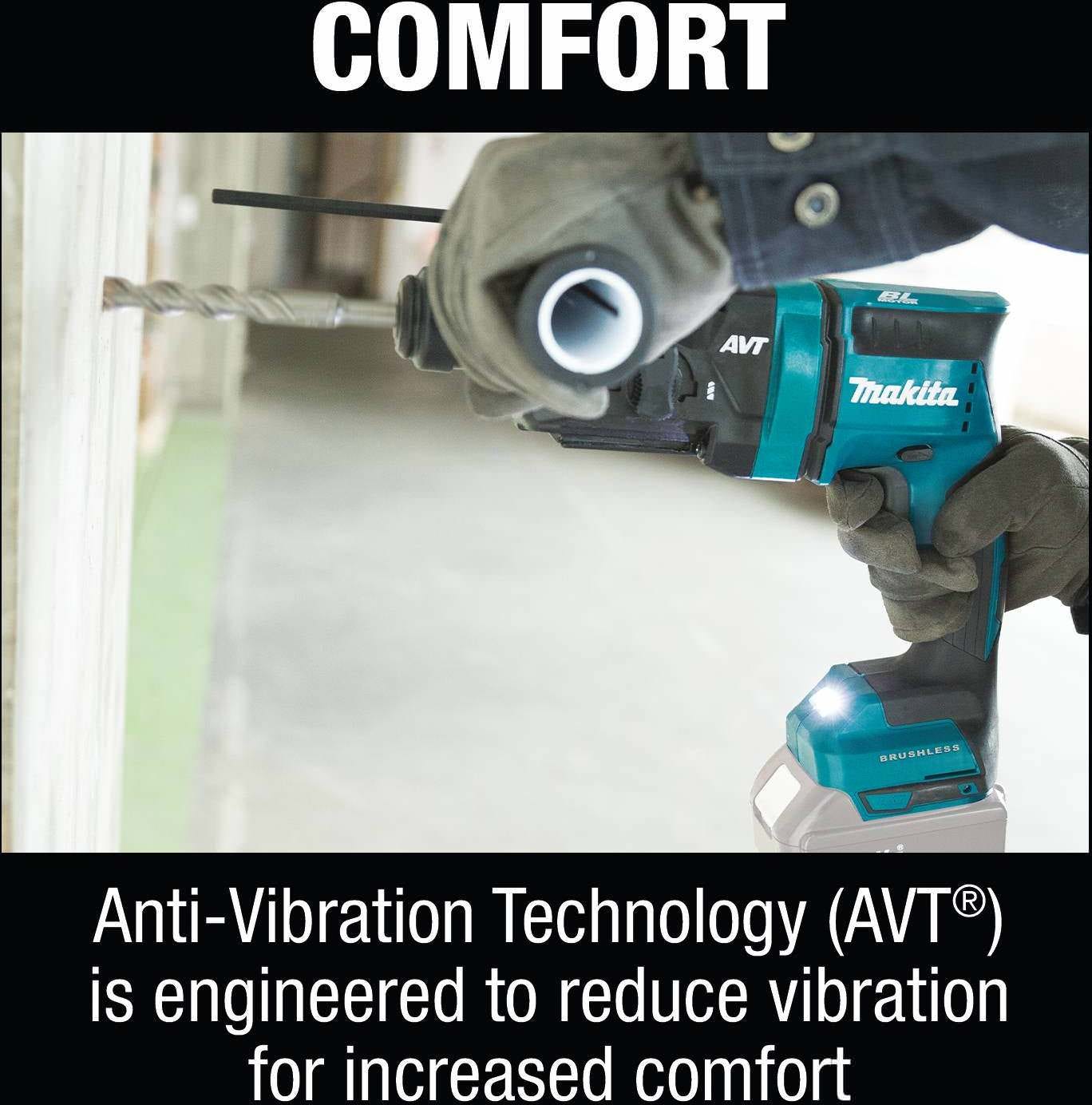 Makita XRH12Z 18V LXT Lithium-Ion Brushless Cordless 11/16" SDS-PLUS AVT Rotary Hammer, AWS Capable, Tool Only