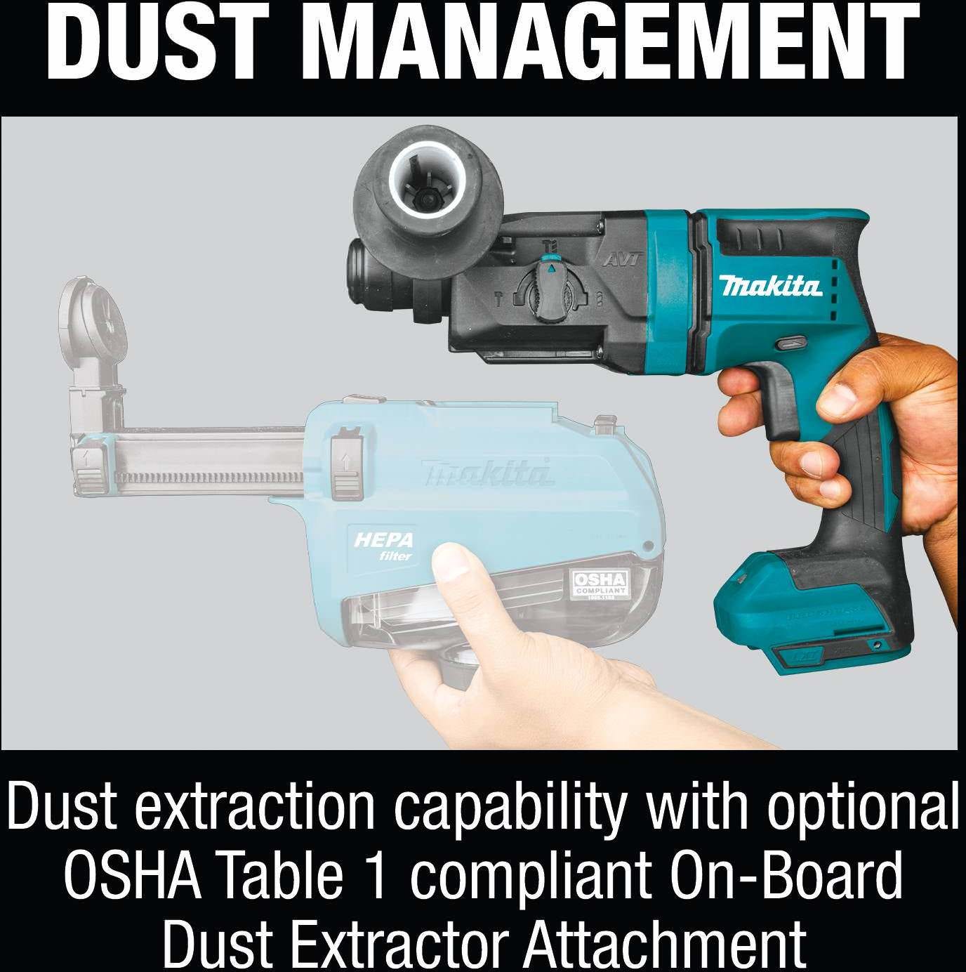 Makita XRH12Z 18V LXT Lithium-Ion Brushless Cordless 11/16" SDS-PLUS AVT Rotary Hammer, AWS Capable, Tool Only