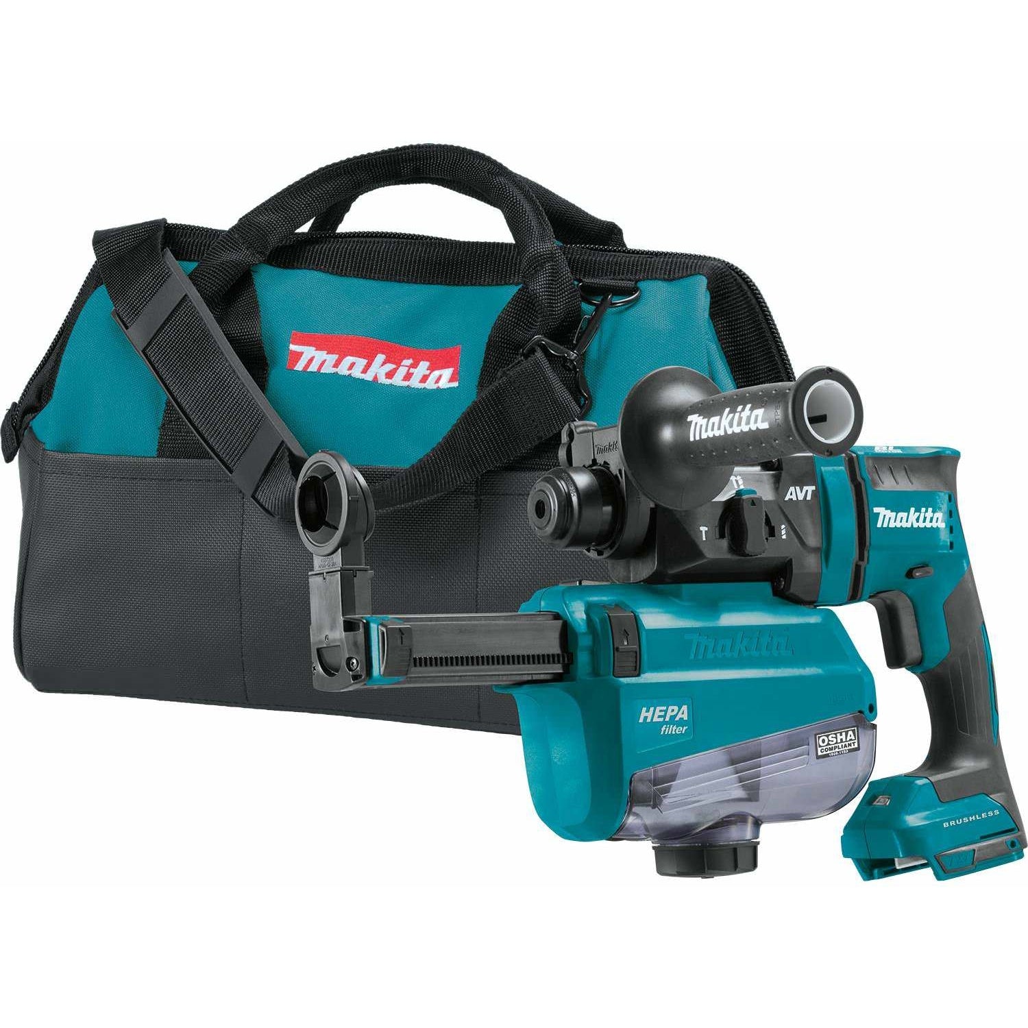 Makita XRH12ZW 18V LXT Lithium-Ion Brushless Cordless 11/16" SDS-PLUS AVT Rotary Hammer, w/ HEPA Dust Extractor, AWS Capable, Tool Only