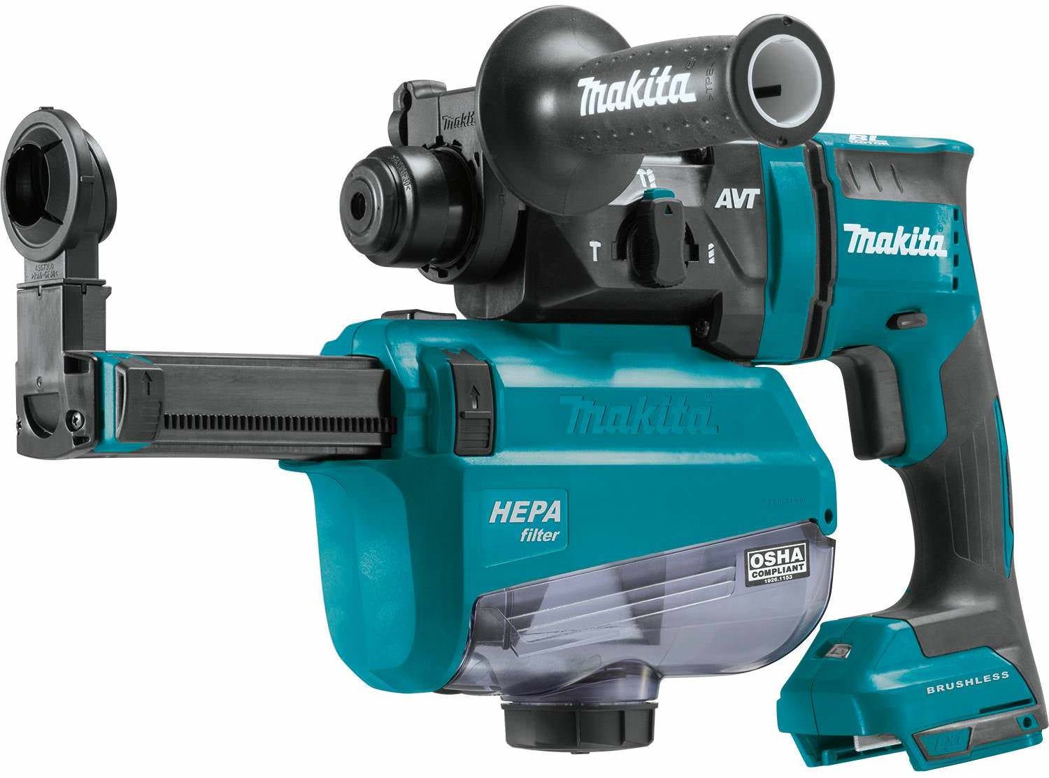 Makita XRH12ZW 18V LXT Lithium-Ion Brushless Cordless 11/16" SDS-PLUS AVT Rotary Hammer, w/ HEPA Dust Extractor, AWS Capable, Tool Only