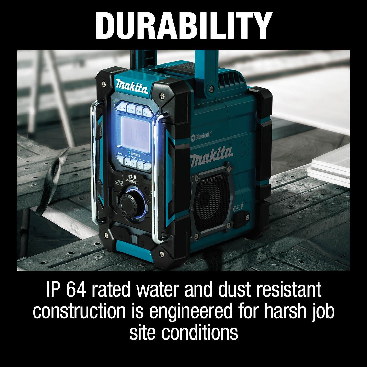 Makita XRM10 18V LXT / 12V max CXT Lithium"‘Ion Cordless/Corded Bluetooth Job Site Charger / Radio, Tool Only