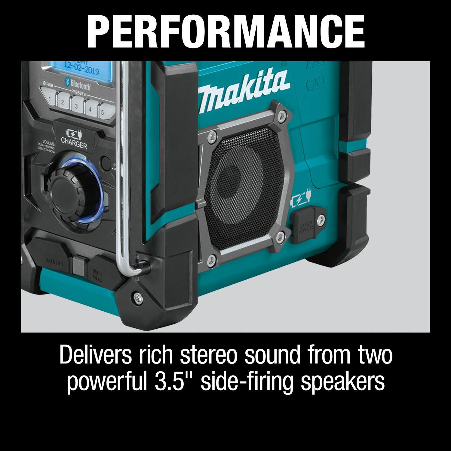 Makita XRM10 18V LXT / 12V max CXT Lithium"‘Ion Cordless/Corded Bluetooth Job Site Charger / Radio, Tool Only