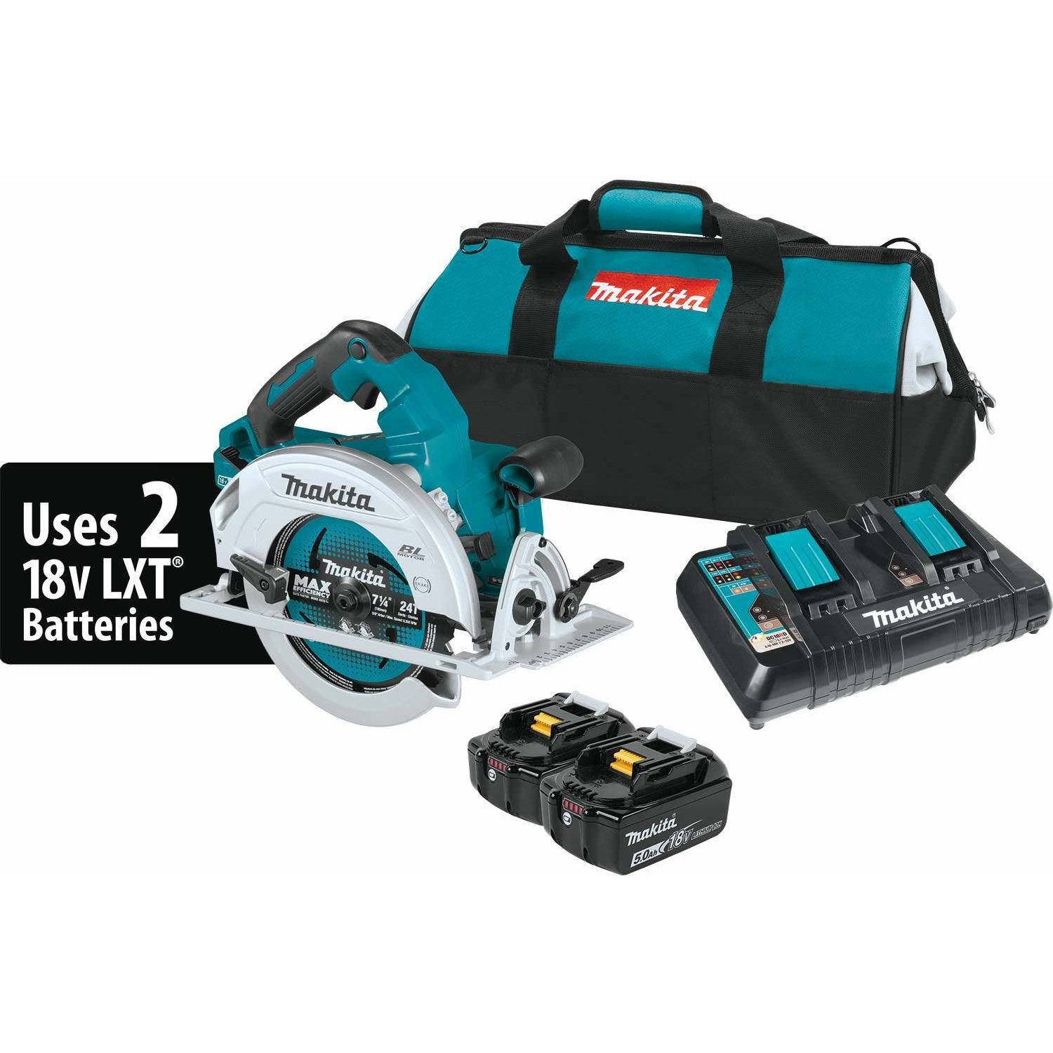 Makita XSH07PTU 36V (18V X2) LXT Brushless 7-1/4" Circular Saw Kit, AWS Capable (5.0Ah)