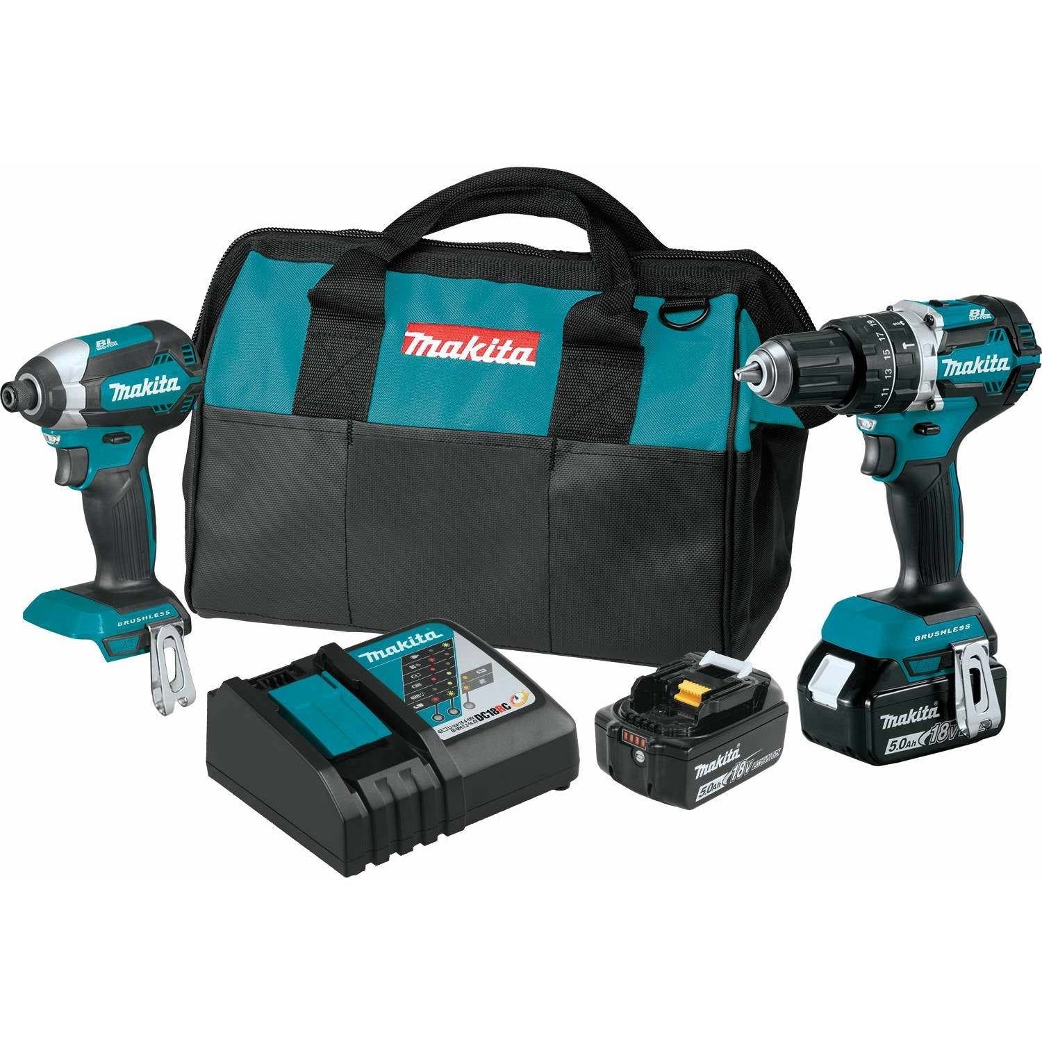 Makita 18V LXT Brushless Cordless 2-Piece Combo 5.0Ah Kit plus