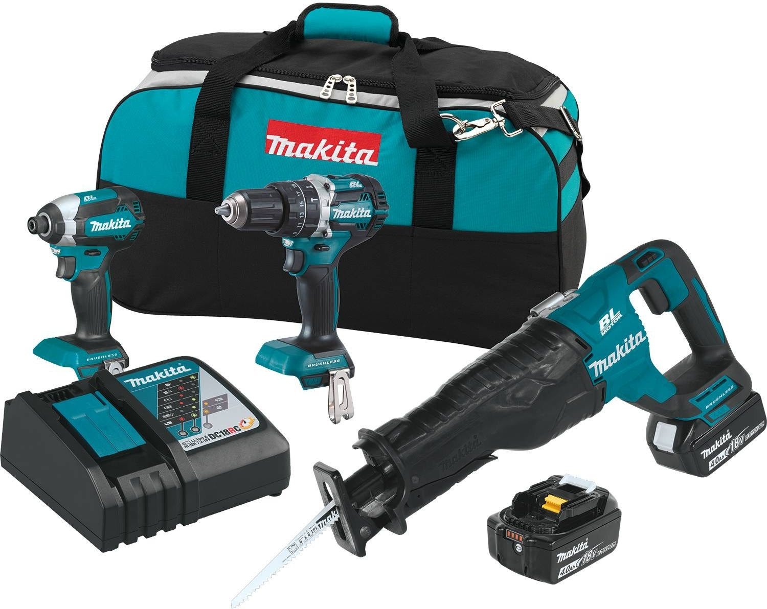 Makita XT328M 18V LXT Lithium-Ion Brushless Cordless 3-Pc. Combo Kit (4.0Ah)
