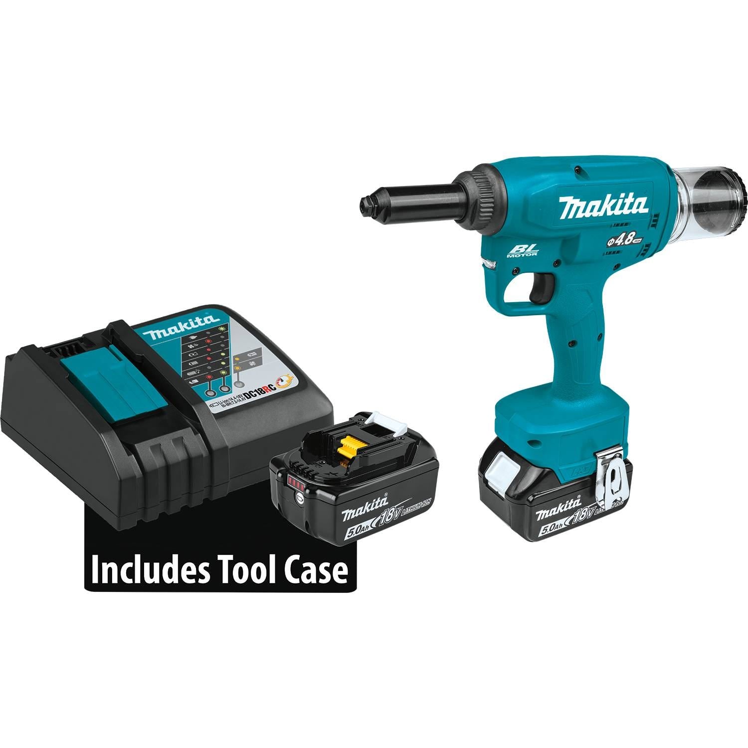 Makita XVR01T 18V LXT Lithium-Ion Brushless Cordless Rivet Tool Kit (5.0Ah)