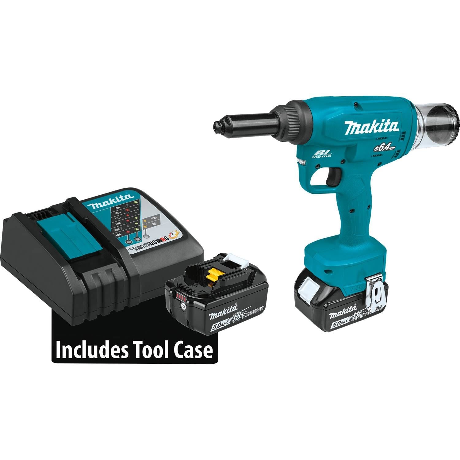 Makita XVR02T 18V LXT Lithium-Ion Brushless Cordless Rivet Tool Kit (5.0Ah)
